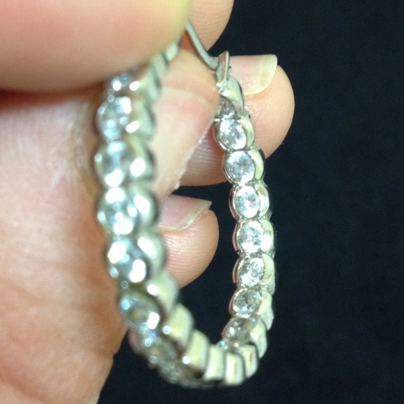 Sterling Silver & CZ Hoop Earrings! - Picture 3 of 3
